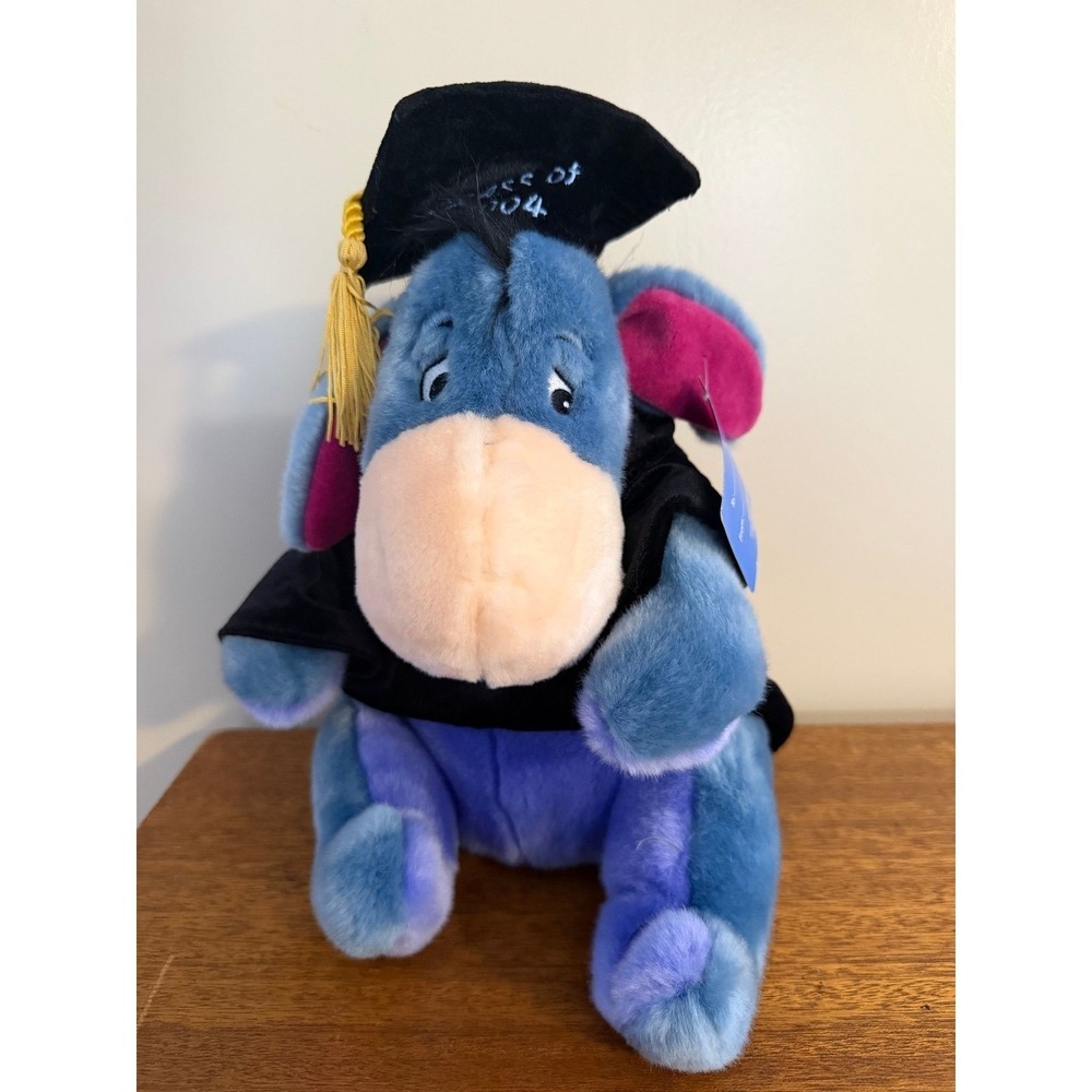 Disney Store 14" Plush Winnie the Pooh Graduation Eeyore Class of 2004 NWT